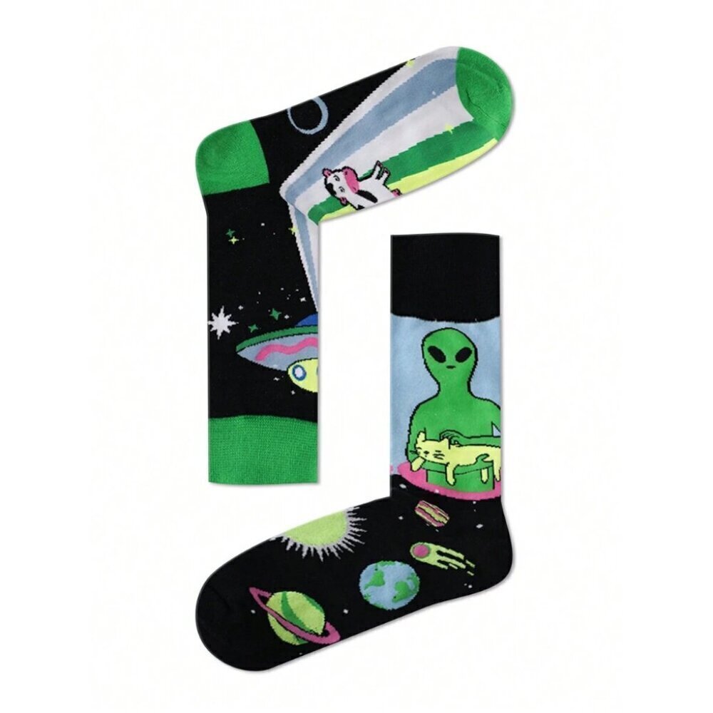 1 Pair Unisex Alien Pattern Mid-Calf Socks Four Seasons Style